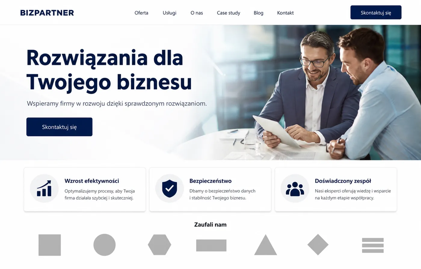 Strona firmowa usług B2B
