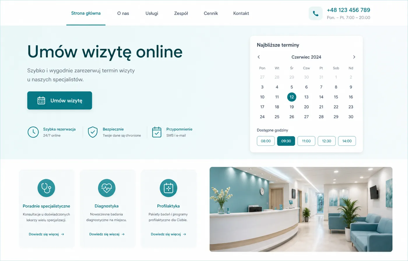 Strona kliniki z rejestracją online
