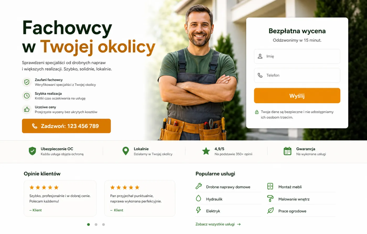 Landing lokalnych usług